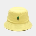 Chapeau bob en coton jaune vif avec broderie ananas détaillée et bord surpiqué - M (56-58cm) / Jaune Ananas