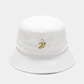 Chapeau bob en coton blanc avec broderie banane jaune pour une protection solaire décontractée - M (56-58cm) / Banane Blanc