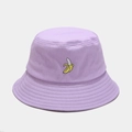 Chapeau bob en coton lavande avec petit motif de banane brodé pour le soleil - M (56-58cm) / Violet Banane