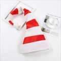 Christmas elf hat with red and white stripes, fluffy white pompom and plush brim - A2 Red and White Striped