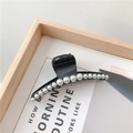 Elegante pinza per capelli nera con perle per acconciature a principessa e chignon - No. 17 Perle Grandi Piccole Medio Nero 9.7cm
