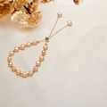 Bracelet en perles d'eau douce roses avec perles dorées et cordon réglable sur soie - Rose