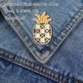 Pineapple brooch with white pearls on denim jacket showing its 2.5CM size and quality alloy - Pearl Pineapple