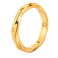 Anillo minimalista de acero inoxidable chapado en oro 18K con textura de lava irregular - Dorado / US 5