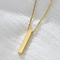 Golden stainless steel rectangle pillar pendant necklace with box chain on white fabric - Box Chain 50CM / Gold