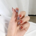 Faux ongles trapèze longs avec dégradé flamme orange sur fond en tissu blanc - Style Flamme Orange Dégradé (JP822)