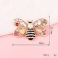 Golden butterfly alloy pendant with white pearl and colorful rhinestones for DIY - D834 Pearl Big Bee
