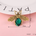 Golden bee DIY accessory with green faceted gemstone and 35x46mm size details - D1027 Dark Green Bee
