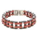 Bracciale classico a catena da biker da uomo in acciaio inossidabile nero e rosso - Nero e Rosso
