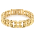 Bracciale da uomo a catena di moto in acciaio al titanio dorato con chiusura a scatto - Oro