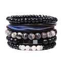 Bohemian multi-layer bracelet set with natural stone beads, wood, and a cross charm - 4.9 Rope