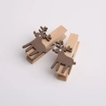Set di 2 mollette in legno con sagome di renne marrone scuro per decorazione - Renna Marrone