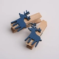 Set di due mollette in legno per foto con sagome di renne blu per decorazioni - Alce Blu