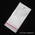 Transparent 6x12.5cm OPP bags with red seal and hanging hole, 100pcs per lot - 100pcs/lot / 6x12.5cm
