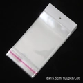 Clear OPP self-adhesive bags 8x15.5cm with white header and hanging hole 100pcs - 100pcs/lot / 8x15.5cm