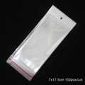 7x17.5cm transparent self-adhesive OPP plastic bags with hanging hole, 100pcs pack - 100pcs/lot / 7x17.5cm