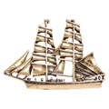 Vintage bronze sailboat brooch with rhinestones and enamel detailing for women - Bronze