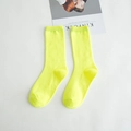 Neon yellow ribbed cotton mid-calf socks for women in candy color style - Neon Yellow