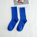 Vibrant blue cotton crew socks in a candy color style for women in spring and summer - Sapphire Blue