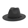 Detail of dark gray wool fedora hat featuring black leather band and gold rivet accents - M(56-58cm) / Dark Gray