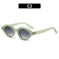 Minimalist light green translucent cat-eye sunglasses with purple gradient lenses C3 - Transparent Green Frame Smoke Gray Lens