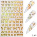 3D gold holographic butterfly nail art stickers L-03 with laser metallic finish effects - Laser Gold Butterfly (L03)