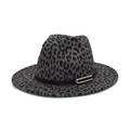 Cappello Fedora grigio leopardato a tesa larga con fascia nera e fibbia dorata - M(56-58cm) / Grigio