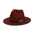 Cappello fedora in lana leopardato arancione con fibbia per uomo e donna alla moda - M(56-58cm) / Borgogna