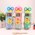 Set of 24 colors washable watercolor pens in cute duck shaped cylindrical containers - 24 Colors (Chicken Style)