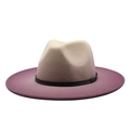 Klassischer Fedora-Hut mit beige-violettem Farbverlauf, breiter Krempe und Band - M (56-58cm) / Lila (Farbverlauf)