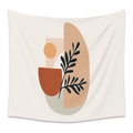 Morandi style wall tapestry with geometric shapes and black leaf pattern in earthy tones - 73X95CM / LYQX007-Modern Minimalist Boho / Brushed Fabric