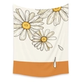 Morandi style wall tapestry featuring hand-painted white daisies on an orange background - 73X95CM / LYQX002-White Daisy / Brushed Fabric