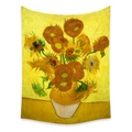 Morandi style wall tapestry featuring Vincent van Gogh's Sunflowers art print - 73X95CM / LYQX009-Sunflower Oil Painting / Brushed Fabric