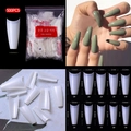 500pcs French half cover coffin nail tips set with clear size chart and packaging - Natural Color Style (500Pcs Pack) / T-Shape French Half Cover Natural Color