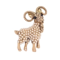 Exquisite gold-plated sheep brooch with pearls and rhinestones for elegant styling - Golden Pearl Sheep