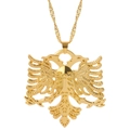 Collier avec pendentif aigle à deux têtes doré présentant des détails d'ailes ciselés - Grand aigle à deux têtes doré (XL2161)