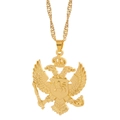 Golden double-headed eagle necklace with lion crest and crown on twisted chain - Gold Double-Headed Eagle Emblem (XL2162)