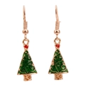 Christmas tree drop earrings in green enamel finish with red festive accents - Christmas Tree