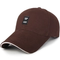 Gorra de béisbol de algodón marrón café con borde blanco en contraste y parche - Ajustable / Café con etiqueta negra