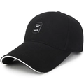 Gorra de béisbol clásica de algodón negro con ribetes blancos y parche con logotipo - Ajustable / Etiqueta Negra Negro