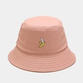 Bob rose en coton avec une broderie banane jaune sur un fond uni minimaliste - M (56-58cm) / Rose Banane