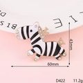 Gold zebra brooch with black enamel stripes and white crystals, 60mm length accessory - D422 — Zebra (White)