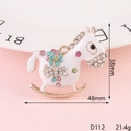 Detail of zebra horse charm with colorful crystals and 48mm dimensions on pink base - D112 — Rocking Horse