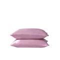 Pair of pink satin pillowcases with a smooth silky finish on a plain white background - Pink