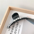 Elegant large black hair claw clip featuring gradient pearls for thick hair styling - No. 16 Large Small Pearls Large Black 11cm