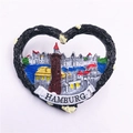 Detailed heart-shaped Hamburg resin fridge magnet with colorful city skyline and texture - Hamburg, Germany