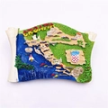 Detail of colorful resin Croatia map fridge magnet featuring major coastal cities - Croatia