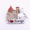 Detail of Florence souvenir fridge magnet with Duomo dome, David statue and I Love Firenze text - Florence Cathedral, Italy