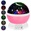 Pink star projector night light with white dome showing colorful moon and star patterns - Pink Shell Stars Moon-Regular 1W