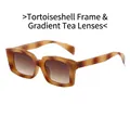 Schicke quadratische Sonnenbrille mit Schildpattrahmen und braunen Verlaufsgläsern für Damen - Leopardenrahmen Verlaufstee-Linsen